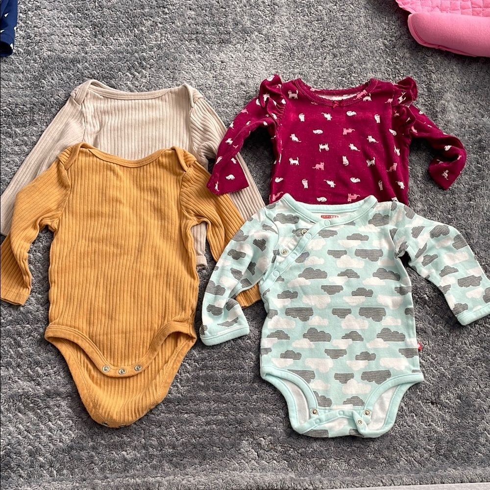 Cloud Island Cream and Tan Bodysuits Soft Cotton One Pieces